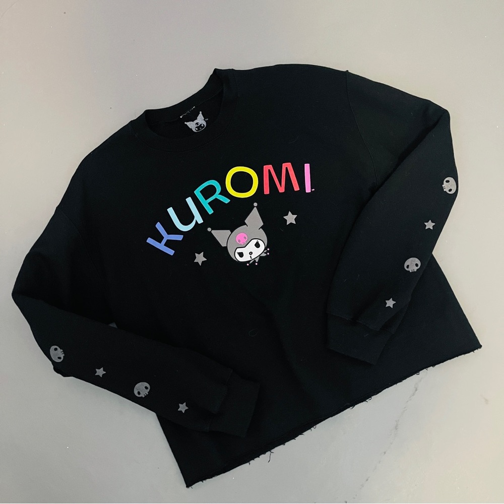sanrio kuromi rainbow letters cutoff sweatshirt  - hot topic